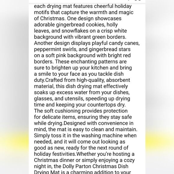 Dolly Parton Peppermint & Candy Cane Holiday Drying Mat - Picture 5 of 7